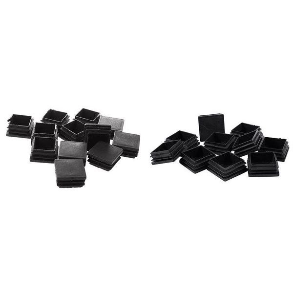 

bath mats 22 pcs plastic ribbed square end caps tube insert black, 10 40 x 40mm & 12 35 35mm