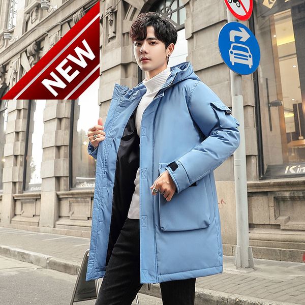 

90% white duck down men's jacket thick hooded casual high-quality winter coat parka, Black