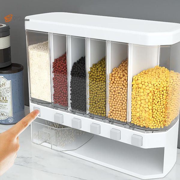 

storage bottles & jars kitchen plastic sealed rice bucket box barrel metering grain tank container pantry