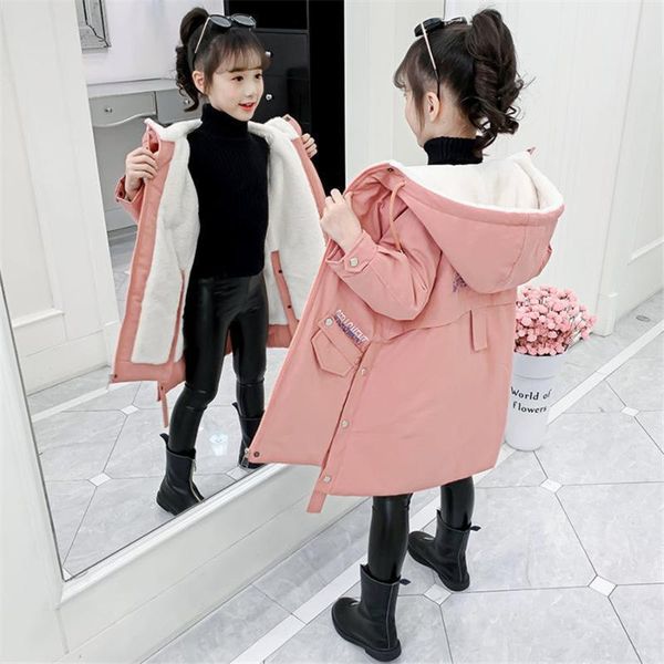 

down coat children winter warm plus velvet jacket 2021 fashion girl clothing kids outfits thick parkas snowsuit outerwear, Blue;gray