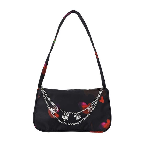 

evening bags fashion floral print butterfly chain shoulder bag women casual small underarm nylon dumpling girls female square