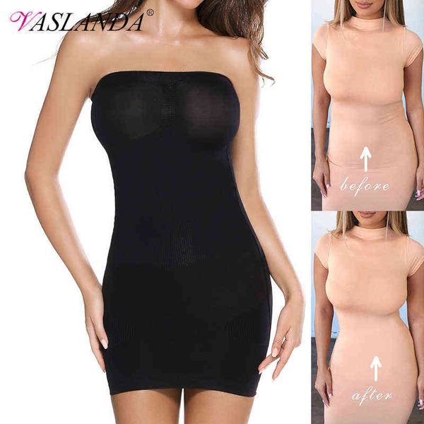 Sottoveste senza spalline da donna sotto i vestiti Sottoveste di controllo modellante Dimagrante Gonna modellante per tutto il corpo Intimo modellante senza cuciture