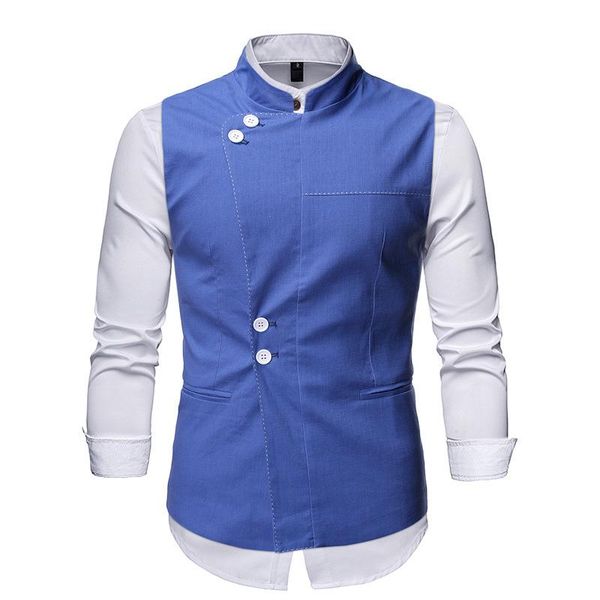 

men's vests spring autumn jacket sleeveless button pocket stand collar slim casual breathable washable male vest, Black;white