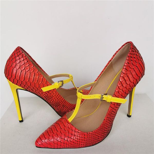 

dress shoes ribetrini women wedding party pointed roe t-strap snake print pumps brand design trendy stylish thin heel, Black