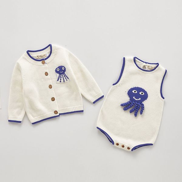 

autumn winter knitted cotton girl romper cardigan newborn baby clothes for girls jumpsuit, Blue