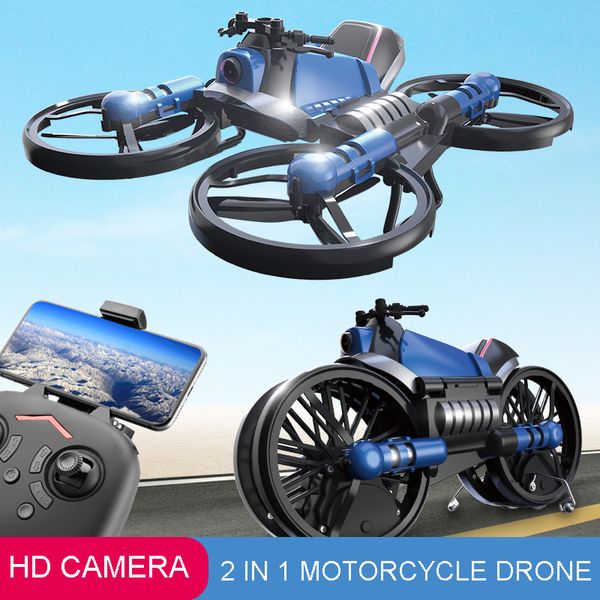 

unique h6 2-in-1 folding rc drone & motorcycle vehicle multi-functional folding aircraft vehicle 6-axis quadcopter toy