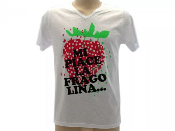 

t shirt solo parole uomo basic mi piace la fragolina, White;black