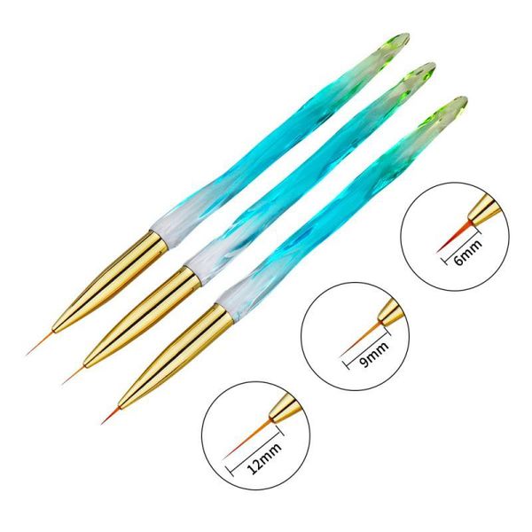 

nail art kits 3pcs sequined drawing pen color painting hook line set smooth handle dotting tools