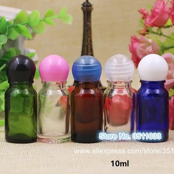 

storage bottles & jars 24pcs 40pcs10ml empty blue green clear glass essential oil bottle round screw cap flat plug small amber cosmetic perf