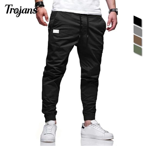

men's pants oversize casual solid cargo men trousers drawstring elastic waist joggers sweatpants streetwear 2021, Black