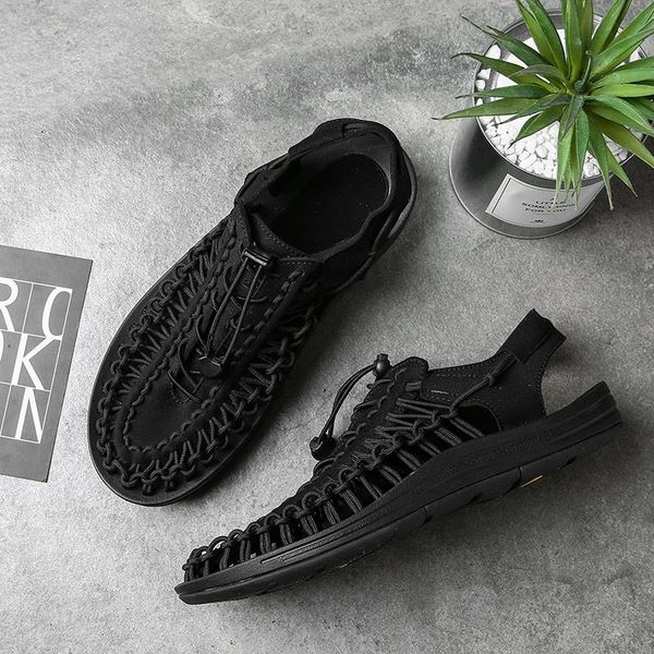 

sandals fashion women gladiator lace up open toe female slippers strap vintage anti-slip breathable for summer plus size 2021, Black