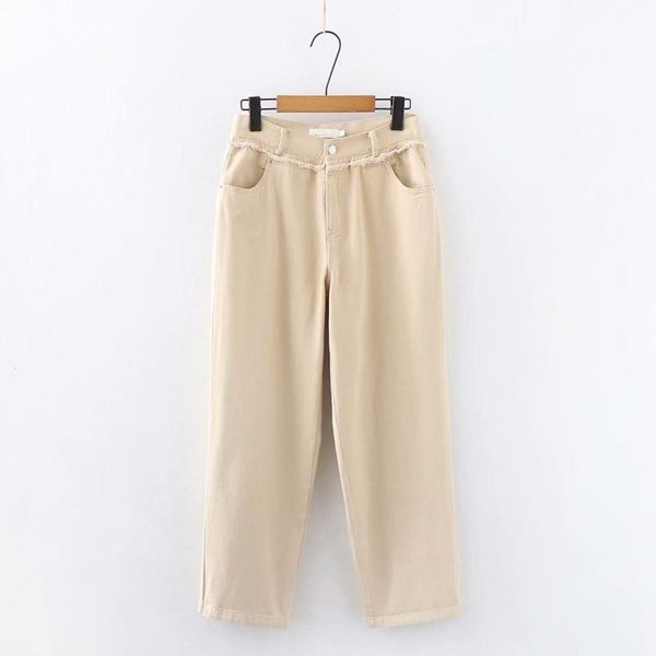 

women's pants & capris women jeans ankle length casual streetwear high waist pleated denim tassel, Black;white