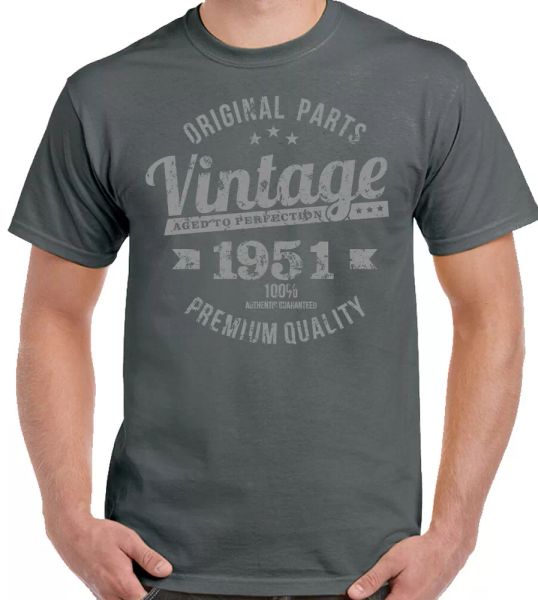 

70th birthday 1951 mens funny antique 70 vintage year quality, White;black