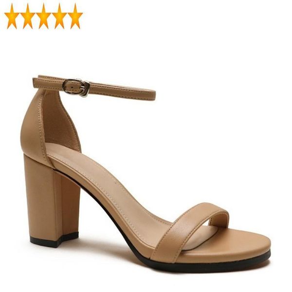 

sandal heels elegant women high ankle strap sandals female office thick heel shoes 2021 summer black open toe ladies pumps
