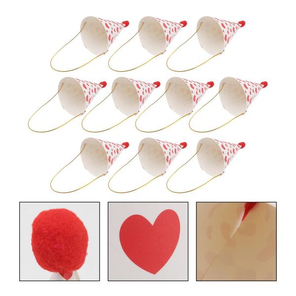 

party hats 10pcs birthday decorative kid disposable headdress (red)
