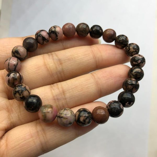 

charm bracelets natural rhodonite bracelet crystal healing stone, Golden;silver