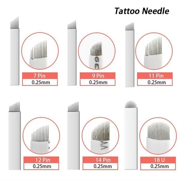 

white micro blade eyebrow tattoo 9/11/12/14pin disposable packaging cosmetic tools aseptic safe and easy to color1