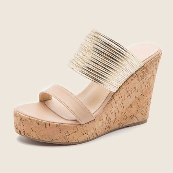 

summer outdoor women's wedges slippers slip-on shoes woman flat peep toe breathable soft platform sandals large size qq818 210625, Black