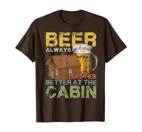 

vintage drinking t shirts funny beer tastes better at cabin, White;black