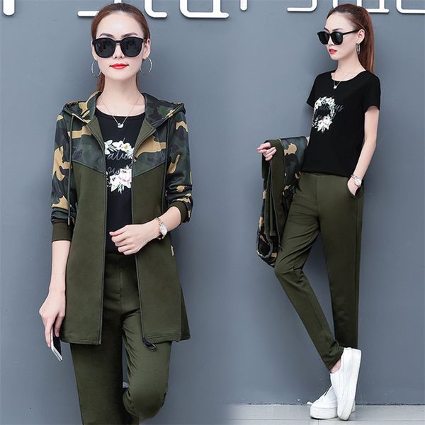 

women's tracksuits mid long sportswear suit autumn fashion loose hooded sweater casual suit 3 pieces, Gray