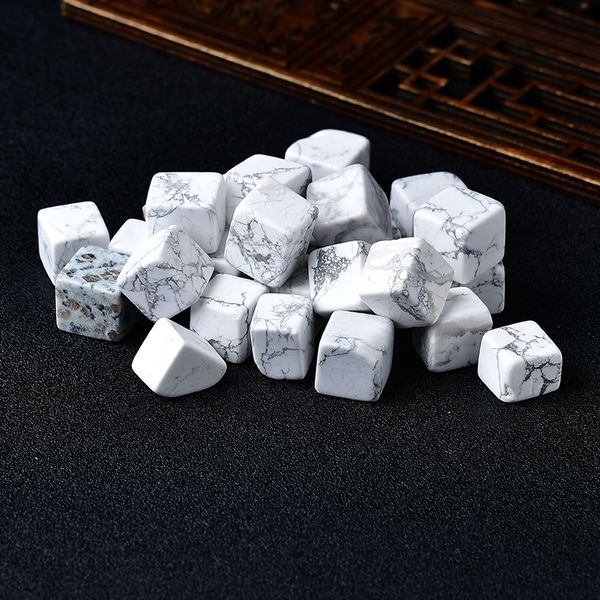 6 pezzi CUBO Howlite naturale lucidato Pietra burattata Ghiaia Pietra Cristallo Bianco Turchese Pietra Lucidata a mano Fish Tank Decor Ga