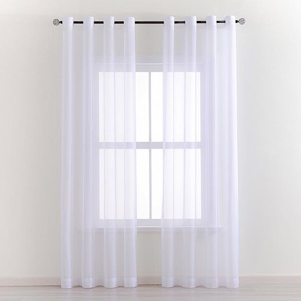 

solid white tulle sheer window curtains for living room the bedroom shower modern voile fabric drapes curtain &
