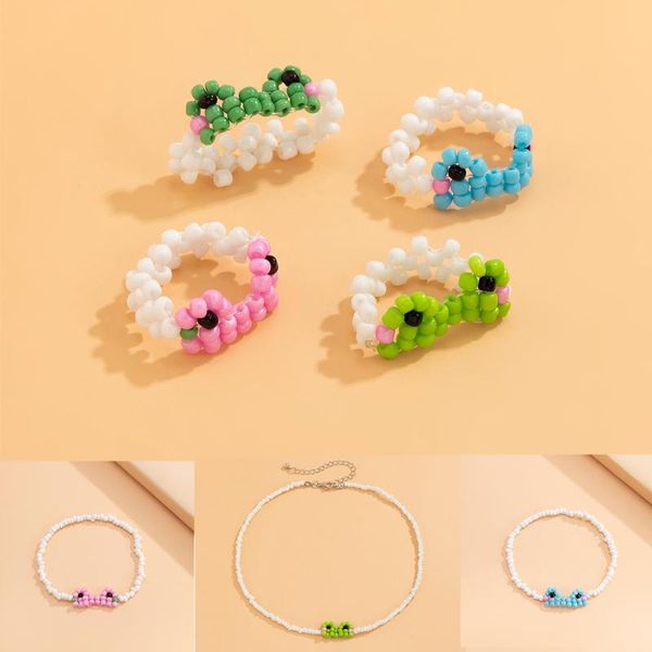 

earrings & necklace cute frog beads ring bracelet set suitable for women and girls animal boho friendship colorful y2k jewelry, Silver