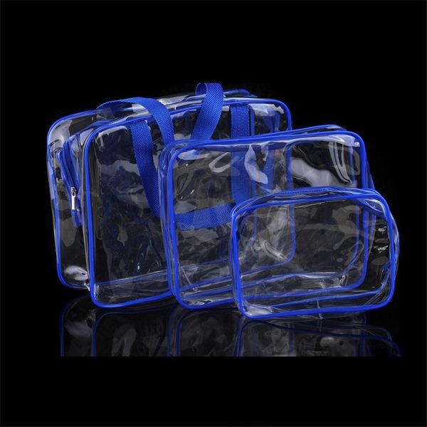 

a5e waterproof pvc cosmetic bags multifunctional transparent environmental protection pvc three piece storage storage female washing bag