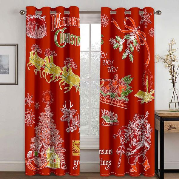 

curtain & drapes merry christmas holiday 3d printing children's essential bedroom living room shade cloth custom hook decorative