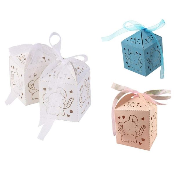 

gift wrap 50pcs elephant project wedding baptism boxes dragees table box decoration candy (white)