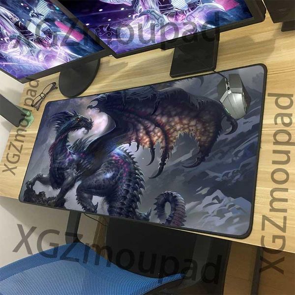 

mouse pads & wrist rests xgz animal large pad black exquisite lock edge evil dragon king hd custom office computer desk mat rubber non-slip