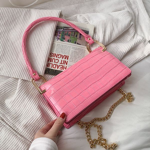 

stone pattern pu leather crossbody shoulder bag for women 2021 trendy luxury fashion small handbags and purses chain a3t38