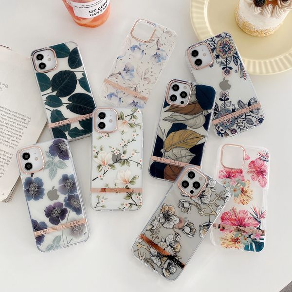 galvanica fiore pianta foglia Custodie per telefoni per iPhone 13 12 11 Pro X XS MAX XR 7 8 PLUS moda bella grazia ultrasottile design di alta qualità Custodia protettiva