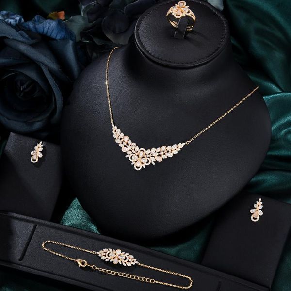

earrings & necklace kellybola exclusive light luxury jewelry bracelet earring ring set full cubic zirconia bridal wedding accessories, Silver