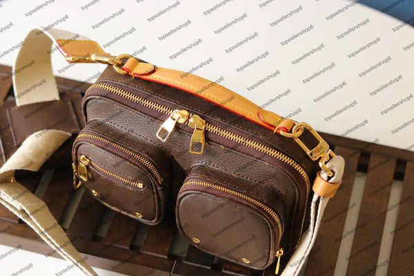 

m80446 designer end utility crossbody women bag handbag coin purse canvas natural cowhide-leather stud mini clutch shoulderbag double purses
