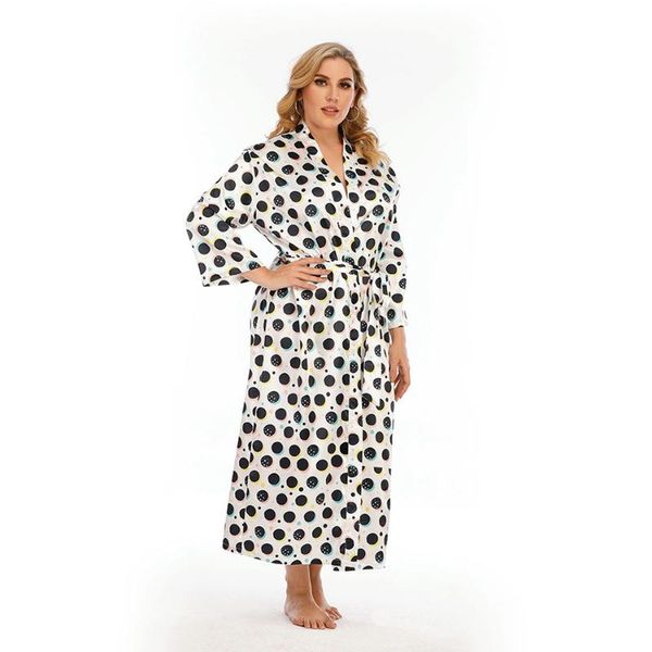 

casual dresses 2021 8813-2 long sleeve dot plus size summer women dress 3xl 4xl large woman elegant cloth, Black;gray