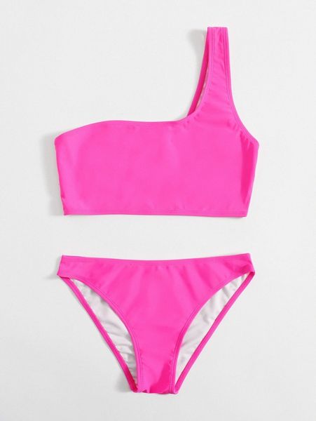 

one shoulder bikini swimsuit 89za#, White;black