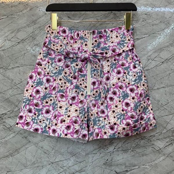 

women's shorts 2021 women fashion knotted waist zipper flower decoration symmetrical pocket casual pants 710, White;black