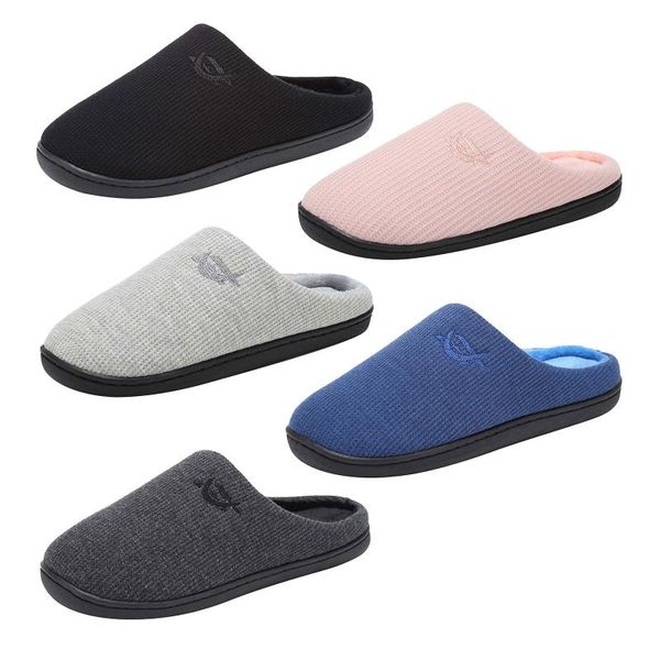 

men's slipper solid color autumn and winter home shoes for men warm indoor bedroom slides stripe cotton slippers, Black