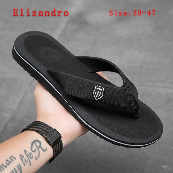 

slippers 2021 summer solid color simple men's flip flops fashion flat shoes one-foot casual outer 39-47, Black