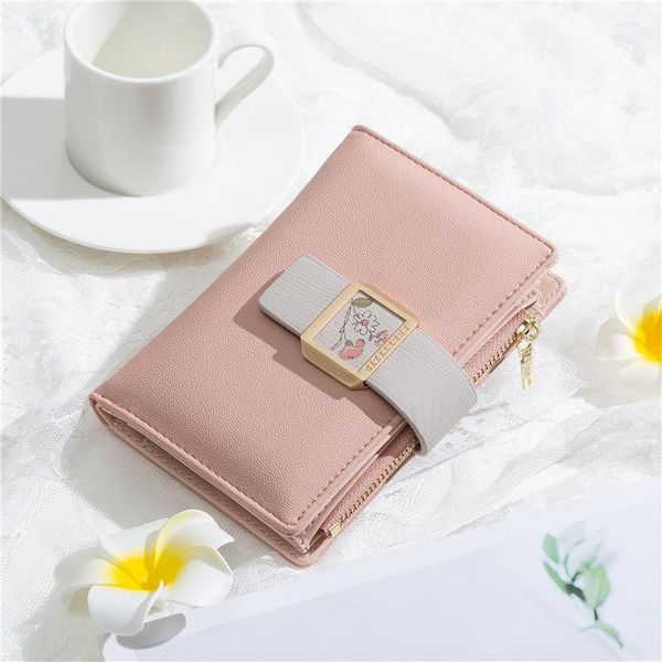

wallets 2021 fashionable medium long zipper buckle wallet simple lady coin purse multi card holder bag, Red;black