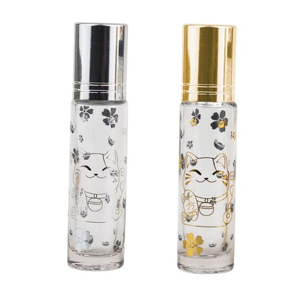 

storage bottles & jars 2pcs 10ml lucky cat pattern diy perfume refillable rollerball