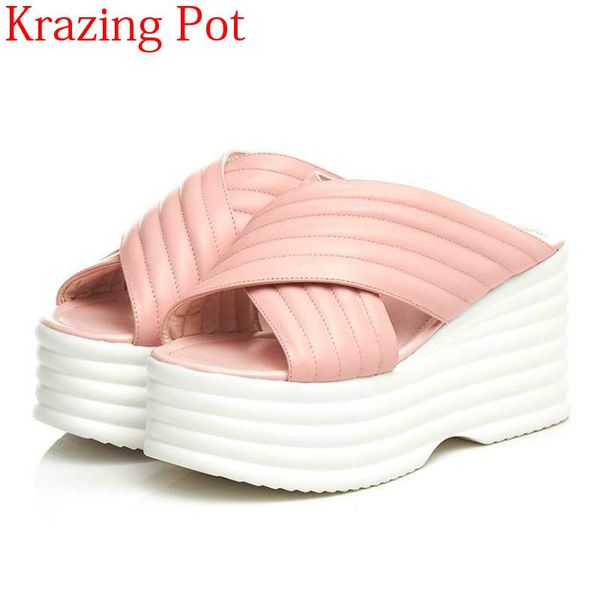 

fashion brand peep toe red platform wedge women sandals beach outside slipper solid color high heel concise causal shoe l61, Black