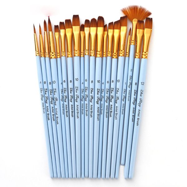 

4pcs/set oil painting brushes wooden handle matte blue nylon hair artist paint brush drawing art supplies multi-function