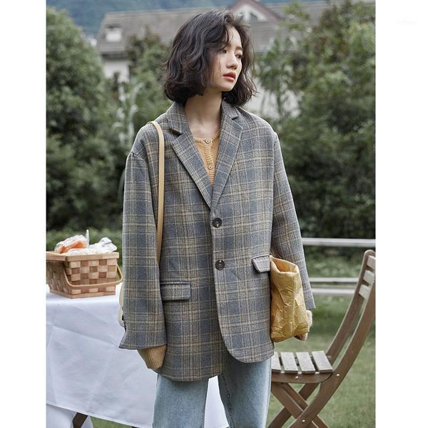 

women's wool & blends cmaz real s autumn and winter woolen blazer loose, Black