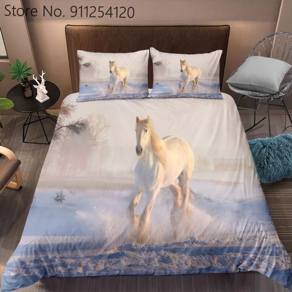 

bedding sets 2/3 piece horse animals zebra 3d print bed quilt cover girls boys home drop