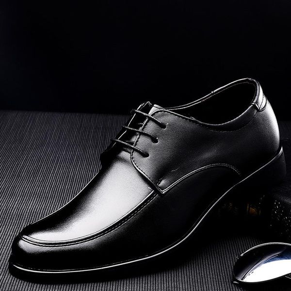 

dress shoes 2021 leather pointed toe oxfords men's fashion classic business male, Black