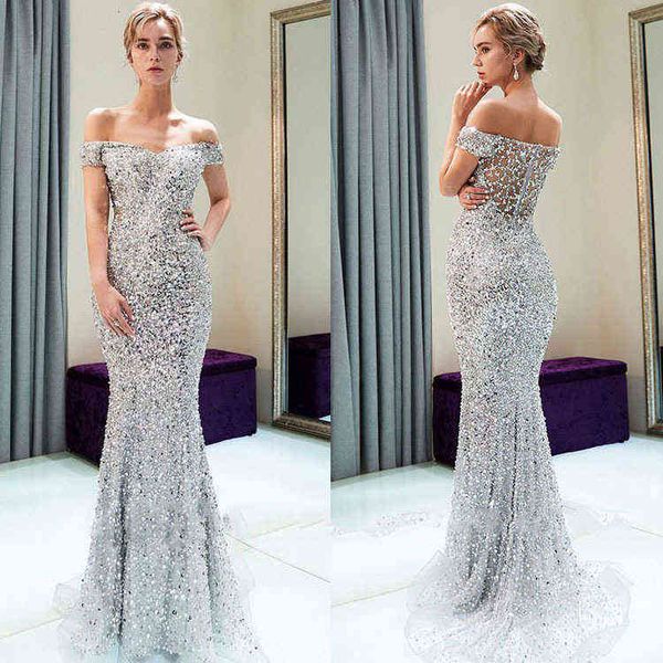 

luxury evening dress women's banquet evening pearl piece long sequin, Black;gray