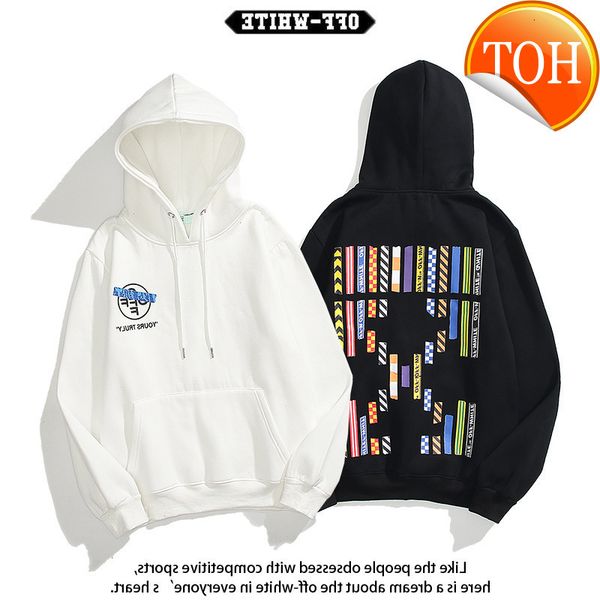 

arrstyle 2021 colorful new off hooded velvet sweater for men and women, Black