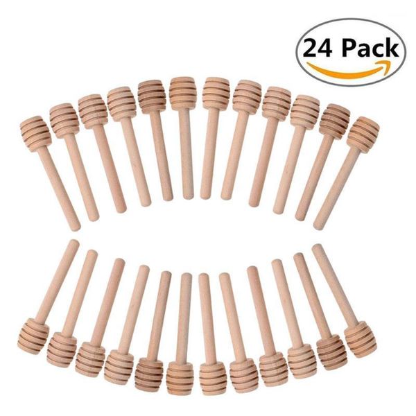 

forks 24pcs/set practical honey stir bar mixing handle jar spoon wood dipper long stick supplies kitchen tools
